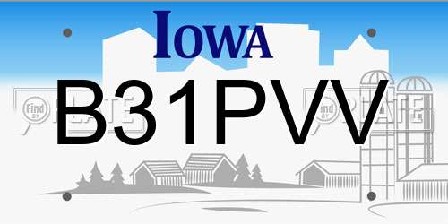 B31PVV Iowa License Plate