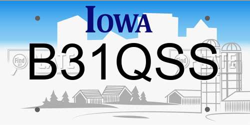 B31QSS Iowa License Plate