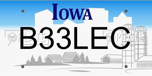B33LEC Iowa License Plate