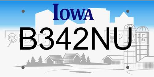 B342NU Iowa License Plate