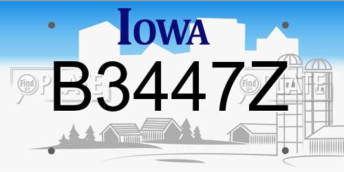 B3447Z Iowa License Plate