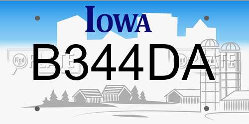 B344DA Iowa License Plate