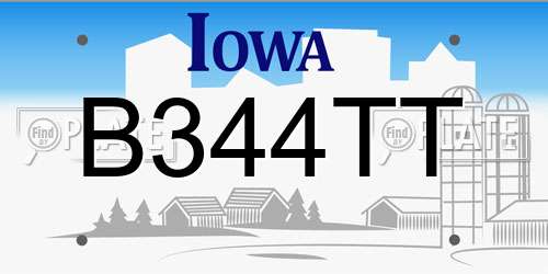 B344TT Iowa License Plate