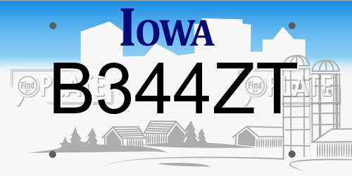 B344ZT Iowa License Plate