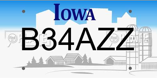 B34AZZ Iowa License Plate