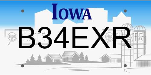 B34EXR Iowa License Plate