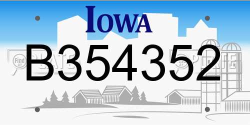 B354352 Iowa License Plate