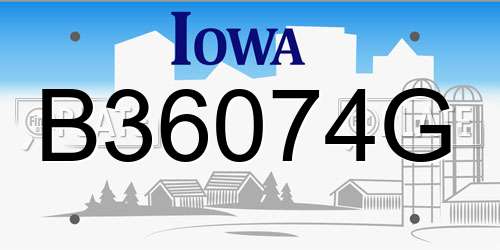 B36074G Iowa License Plate