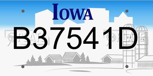 B37541D Iowa License Plate
