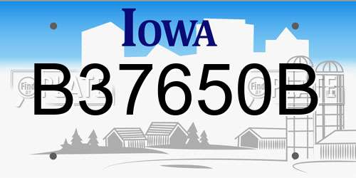 B37650B Iowa License Plate