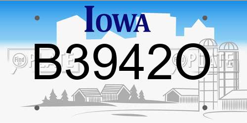 B3942O Iowa License Plate