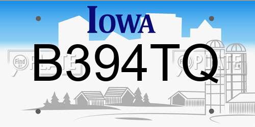 B394TQ Iowa License Plate