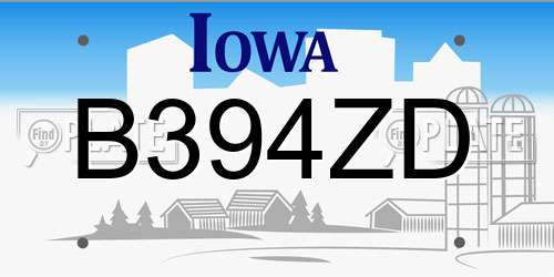 B394ZD Iowa License Plate