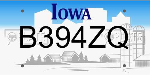 B394ZQ Iowa License Plate