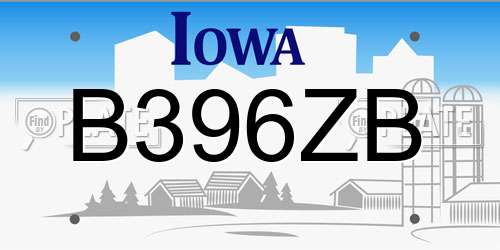 B396ZB Iowa License Plate