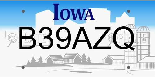 B39AZQ Iowa License Plate