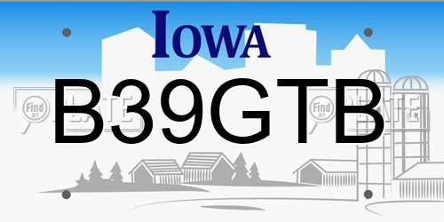 B39GTB Iowa License Plate