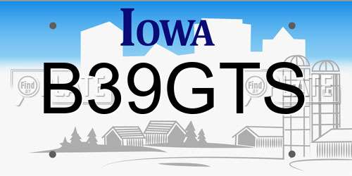 B39GTS Iowa License Plate