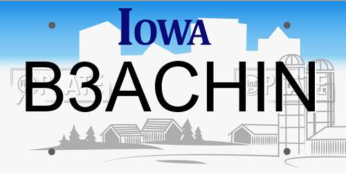 B3ACHIN Iowa License Plate