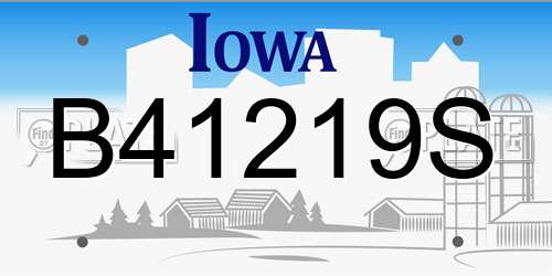 B41219S Iowa License Plate