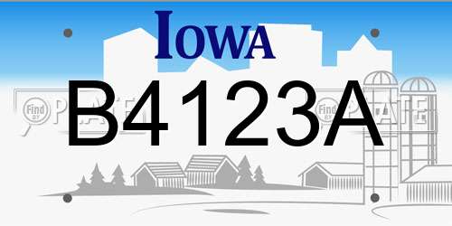 B4123A Iowa License Plate