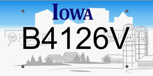 B4126V Iowa License Plate