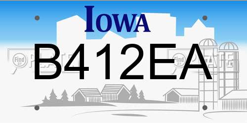 B412EA Iowa License Plate