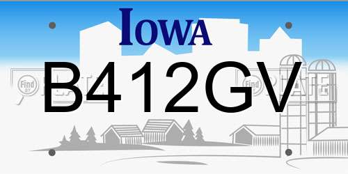 B412GV Iowa License Plate