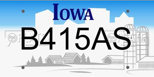 B415AS Iowa License Plate