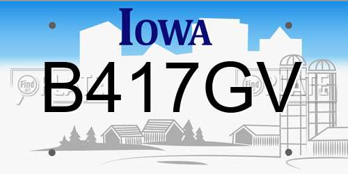 B417GV Iowa License Plate