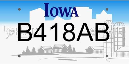 B418AB Iowa License Plate