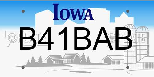 B41BAB Iowa License Plate