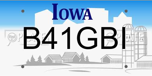 B41GBI Iowa License Plate