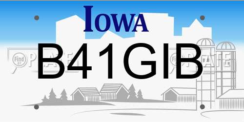 B41GIB Iowa License Plate