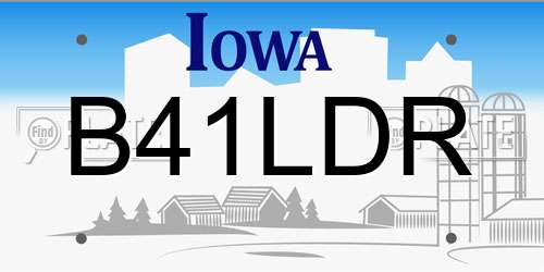 B41LDR Iowa License Plate