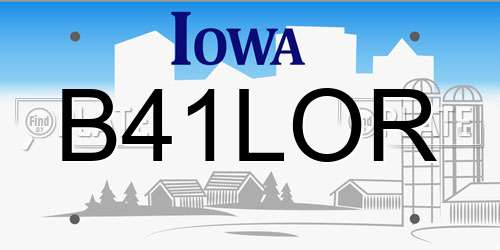 B41LOR Iowa License Plate