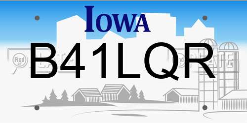 B41LQR Iowa License Plate