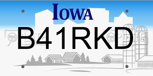B41RKD Iowa License Plate