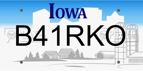 B41RKO Iowa License Plate