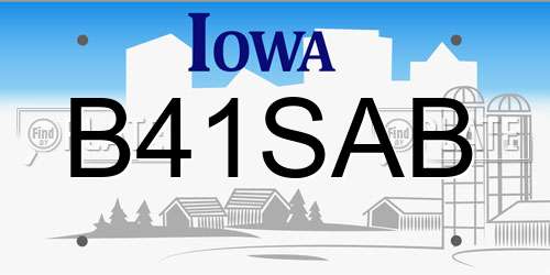 B41SAB Iowa License Plate