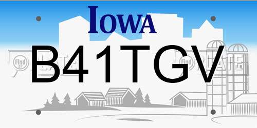 B41TGV Iowa License Plate
