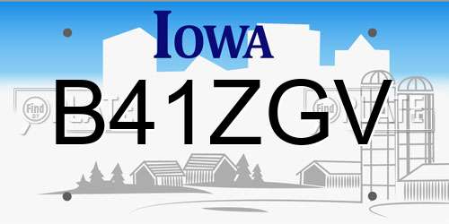 B41ZGV Iowa License Plate