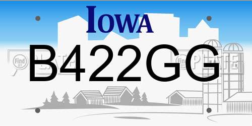B422GG Iowa License Plate