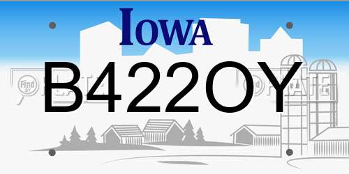 B422OY Iowa License Plate