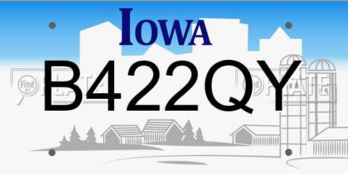 B422QY Iowa License Plate