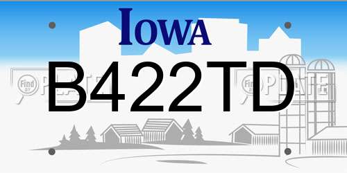 B422TD Iowa License Plate