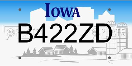 B422ZD Iowa License Plate