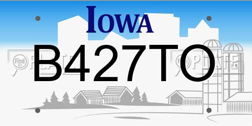 B427TO Iowa License Plate