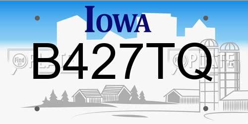 B427TQ Iowa License Plate