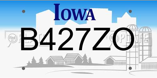 B427ZO Iowa License Plate